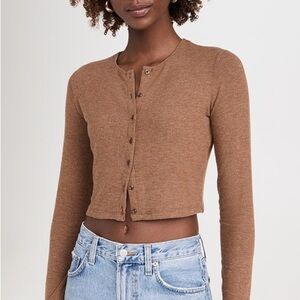 Reformation crop‎ cardigan camel Sz XL